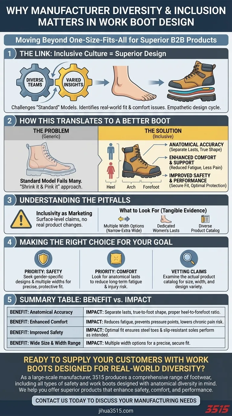 ¿Por qué es importante la diversidad e inclusión del fabricante en el diseño de botas de trabajo? Para un ajuste, seguridad y comodidad superiores. Guía Visual