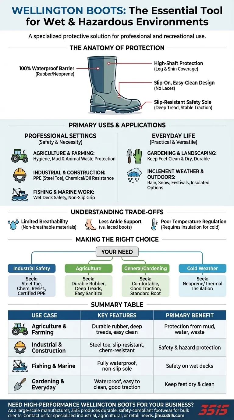 Quelles sont les principales utilisations des bottes Wellington ? De la sécurité industrielle à la protection quotidienne Guide Visuel