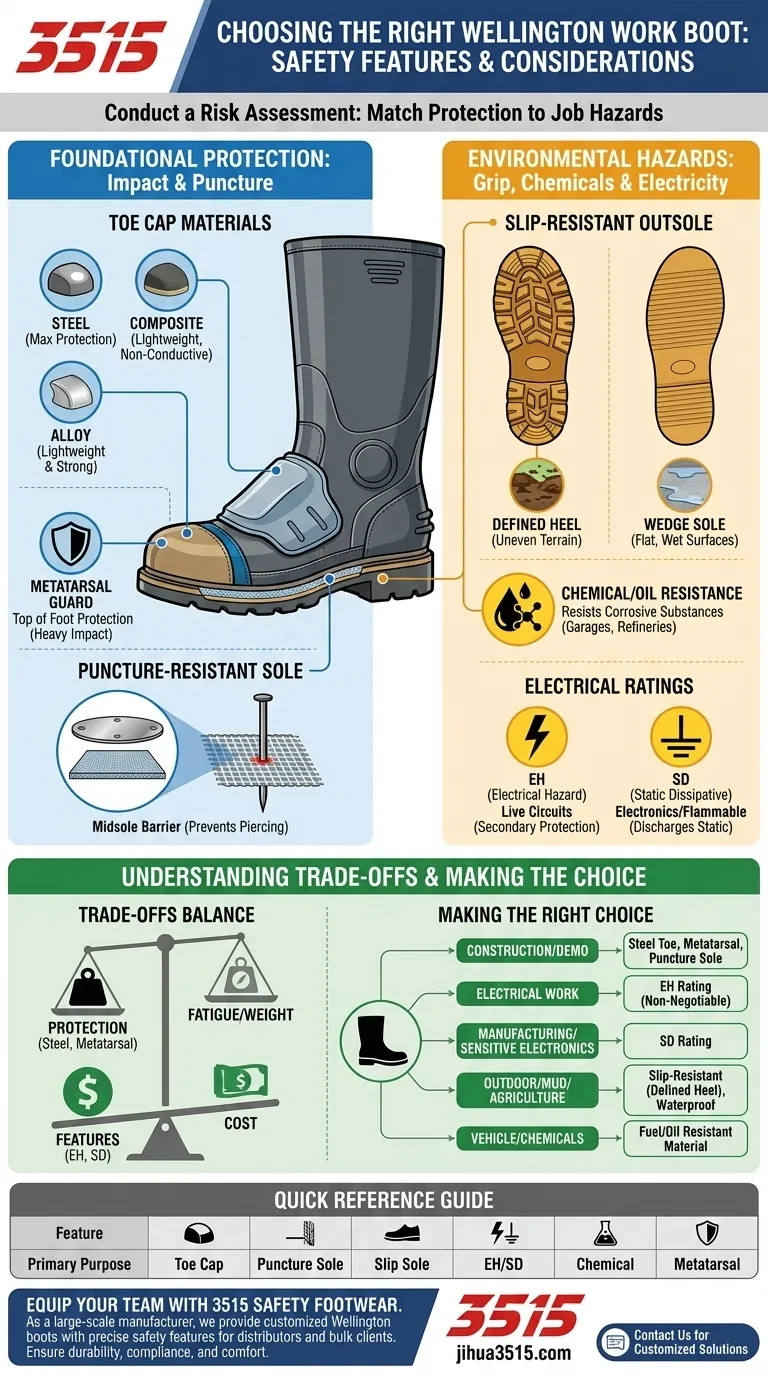 Quelles caractéristiques de sécurité faut-il prendre en compte lors du choix de bottes de travail Wellington ? Un guide des EPI essentiels Guide Visuel