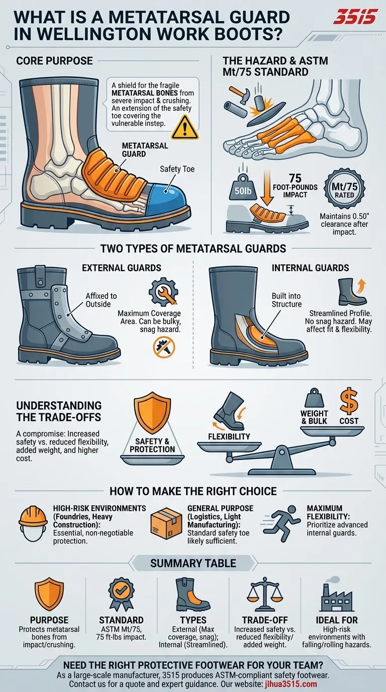 Qu'est-ce qu'une protection métatarsienne dans les bottes de travail Wellington ? Protection essentielle pour les emplois à haut risque Guide Visuel