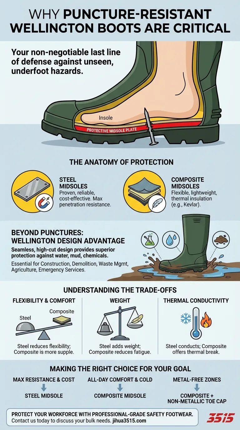 Pourquoi les bottes Wellington résistantes à la perforation sont-elles importantes ? La défense ultime contre les dangers invisibles Guide Visuel