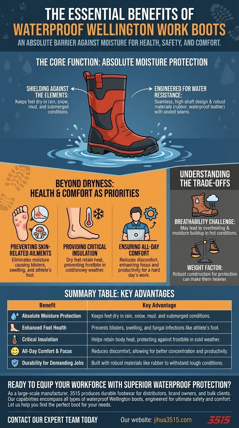 Pourquoi les bottes de travail Wellington imperméables sont-elles bénéfiques ? Protection essentielle pour les environnements de travail humides et exigeants Guide Visuel