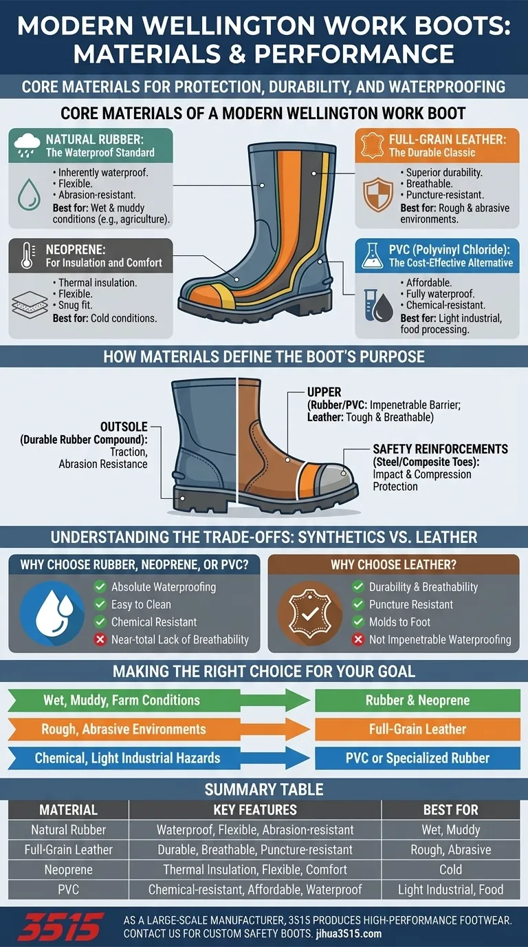 Quels matériaux composent les bottes de travail modernes de type Wellington ? Un guide de la durabilité et de l'imperméabilité Guide Visuel