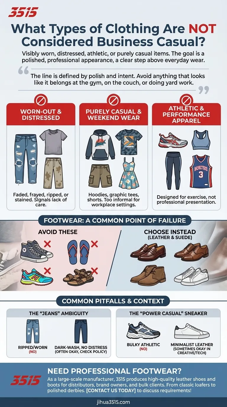 Quels types de vêtements ne sont pas considérés comme décontractés d'affaires ? Évitez ces erreurs de style courantes Guide Visuel