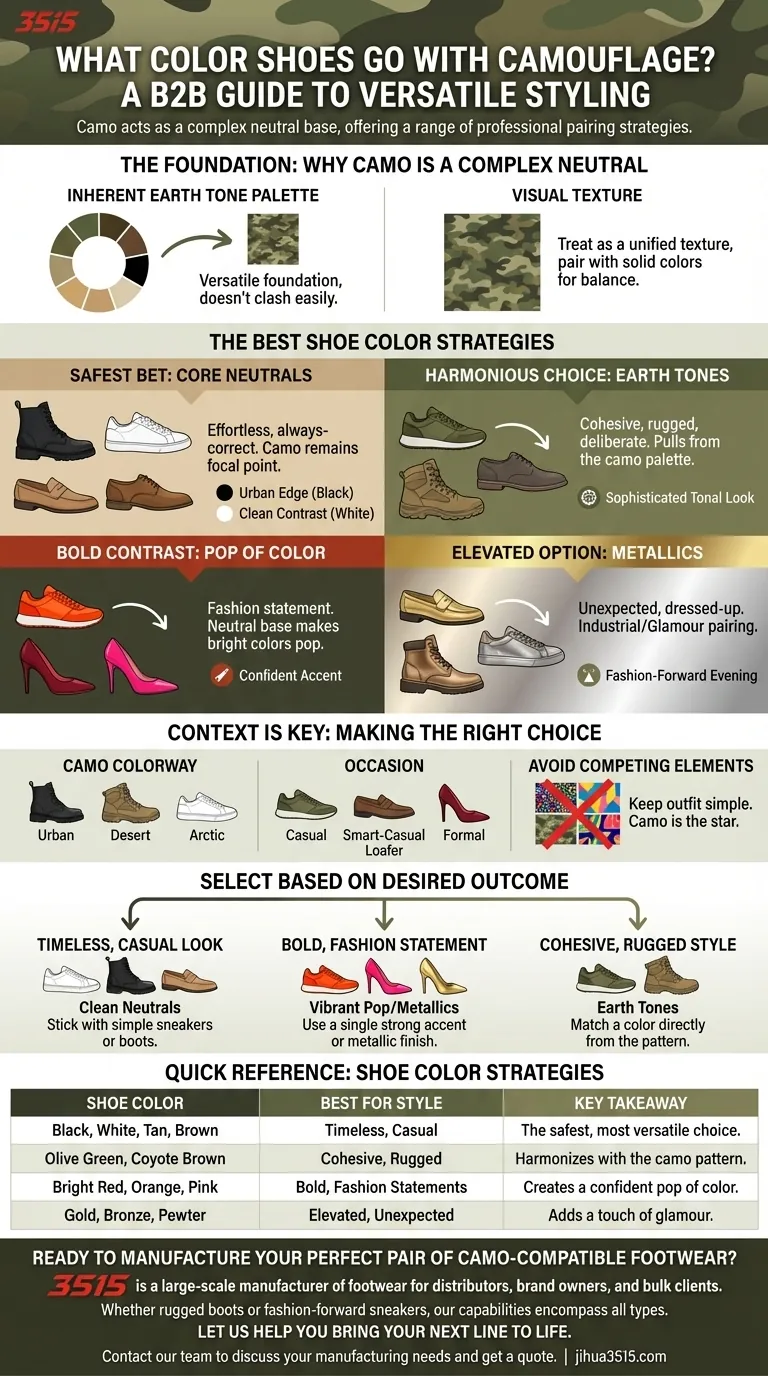 Quelles chaussures vont avec le camouflage ? Un guide des associations parfaites pour tous les styles Guide Visuel