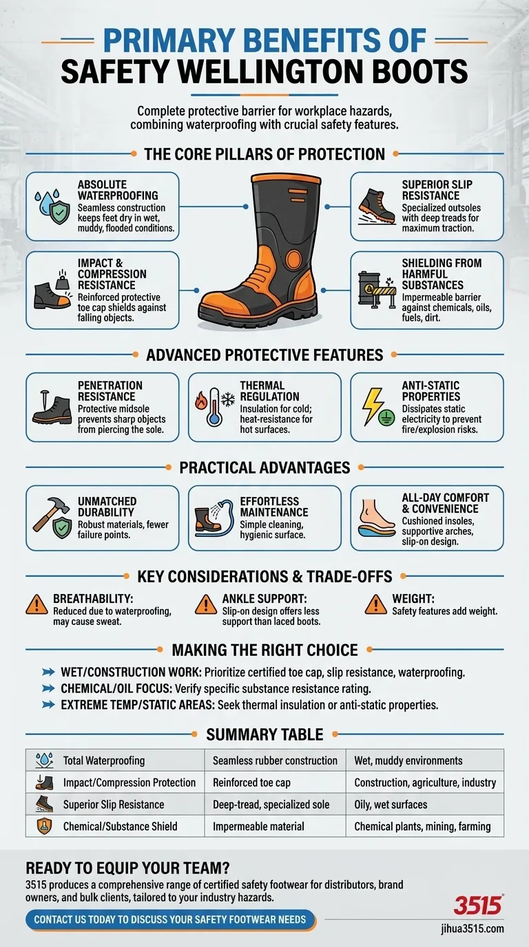 Quels sont les principaux avantages des bottes de sécurité Wellington ? Protection inégalée pour les travaux exigeants Guide Visuel