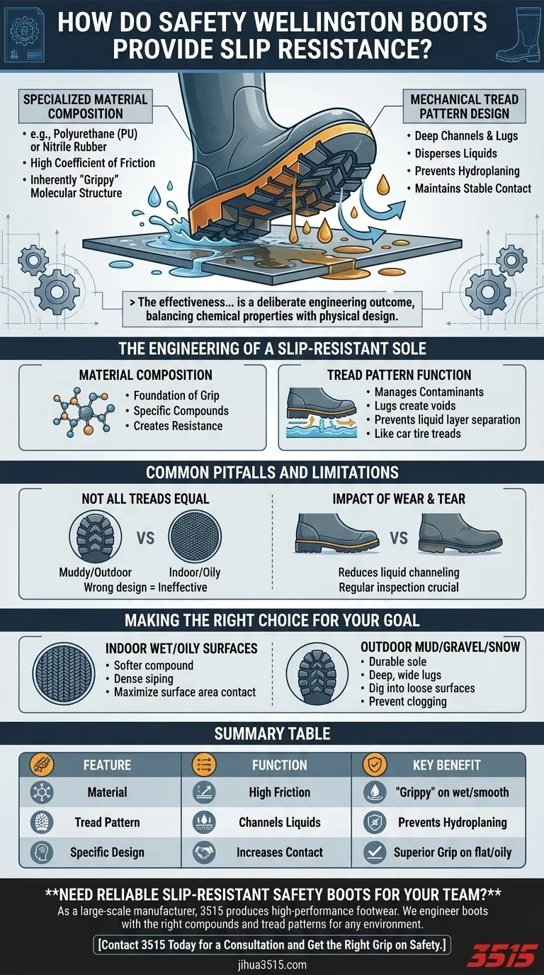 Comment les bottes de sécurité Wellington offrent-elles une résistance au glissement ? Maîtrise de l'adhérence sur sols mouillés et huileux Guide Visuel