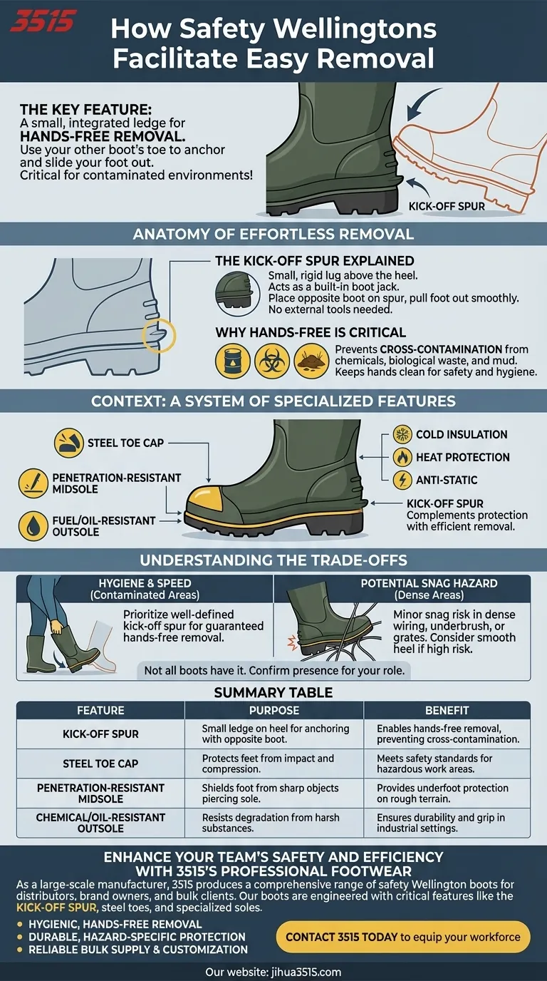 Comment les bottes de sécurité Wellington facilitent-elles le retrait ? Découvrez l'ergot de retrait pour un déchaussage sans les mains Guide Visuel