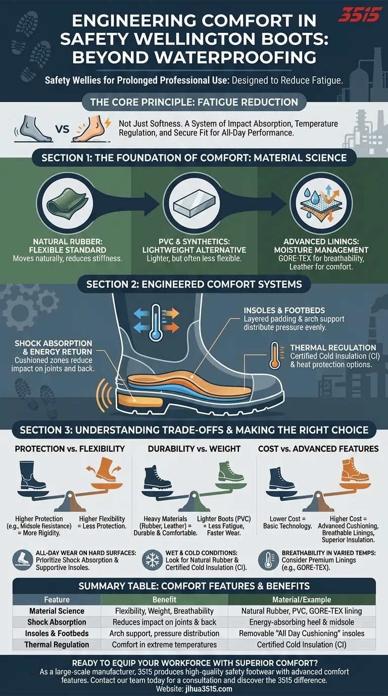Comment les bottes de sécurité Wellington sont-elles conçues pour le confort ? Conçues pour un port toute la journée et une réduction de la fatigue Guide Visuel