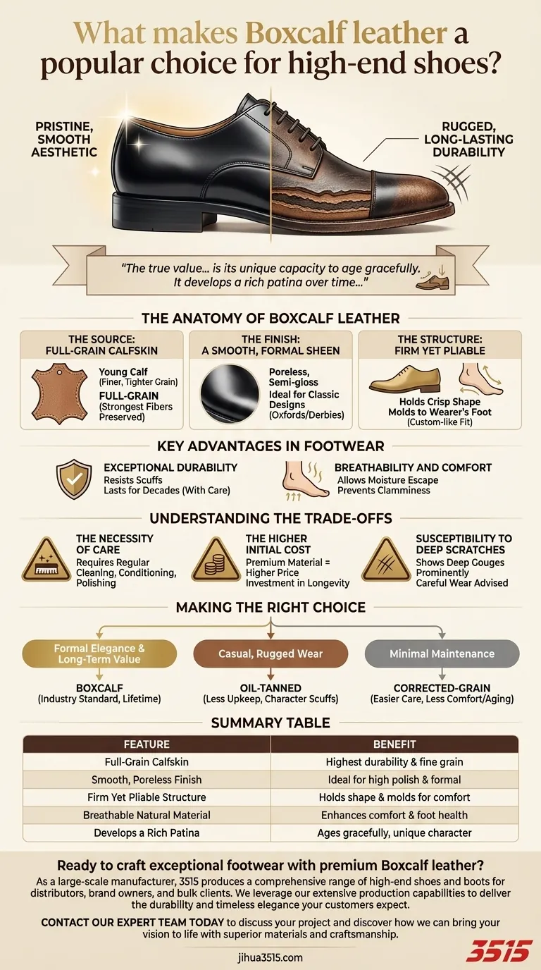 Qu'est-ce qui fait du cuir Boxcalf un choix populaire pour les chaussures haut de gamme ? Élégance et durabilité inégalées Guide Visuel