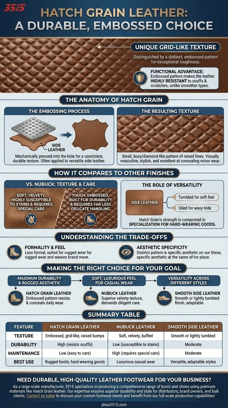 Qu'est-ce qui distingue le cuir Hatch Grain des autres ? Découvrez ses avantages en termes de durabilité et de résistance aux éraflures. Guide Visuel