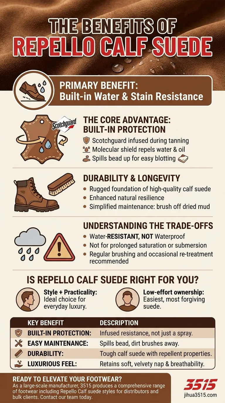 Quels sont les avantages du daim Repello Calf ? Obtenez des chaussures de luxe résistantes à l'eau Guide Visuel