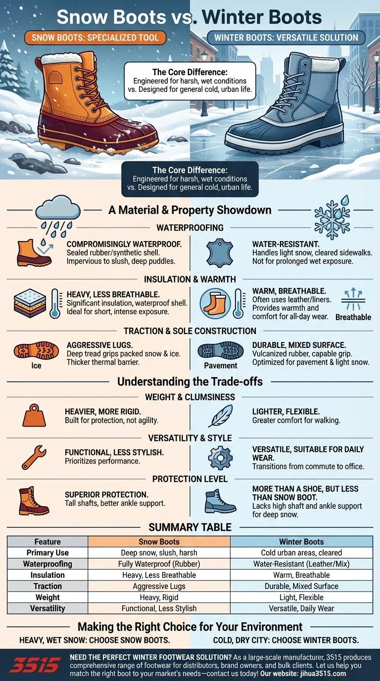 Comment les matériaux et les propriétés des bottes de neige se comparent-ils aux bottes d'hiver ? Choisissez la bonne botte pour votre hiver Guide Visuel