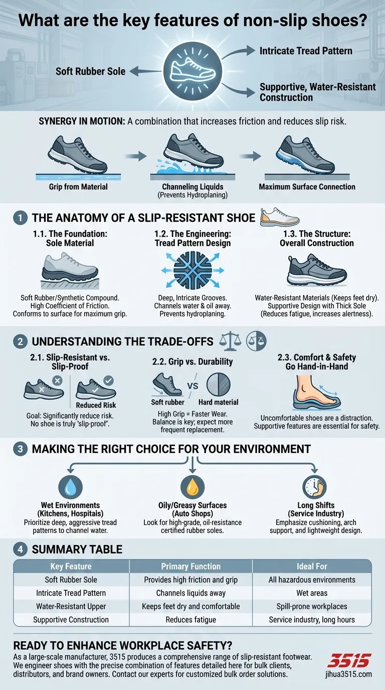 ¿Cuáles son las características clave de los zapatos antideslizantes? Maximice la seguridad con agarre diseñado Guía Visual