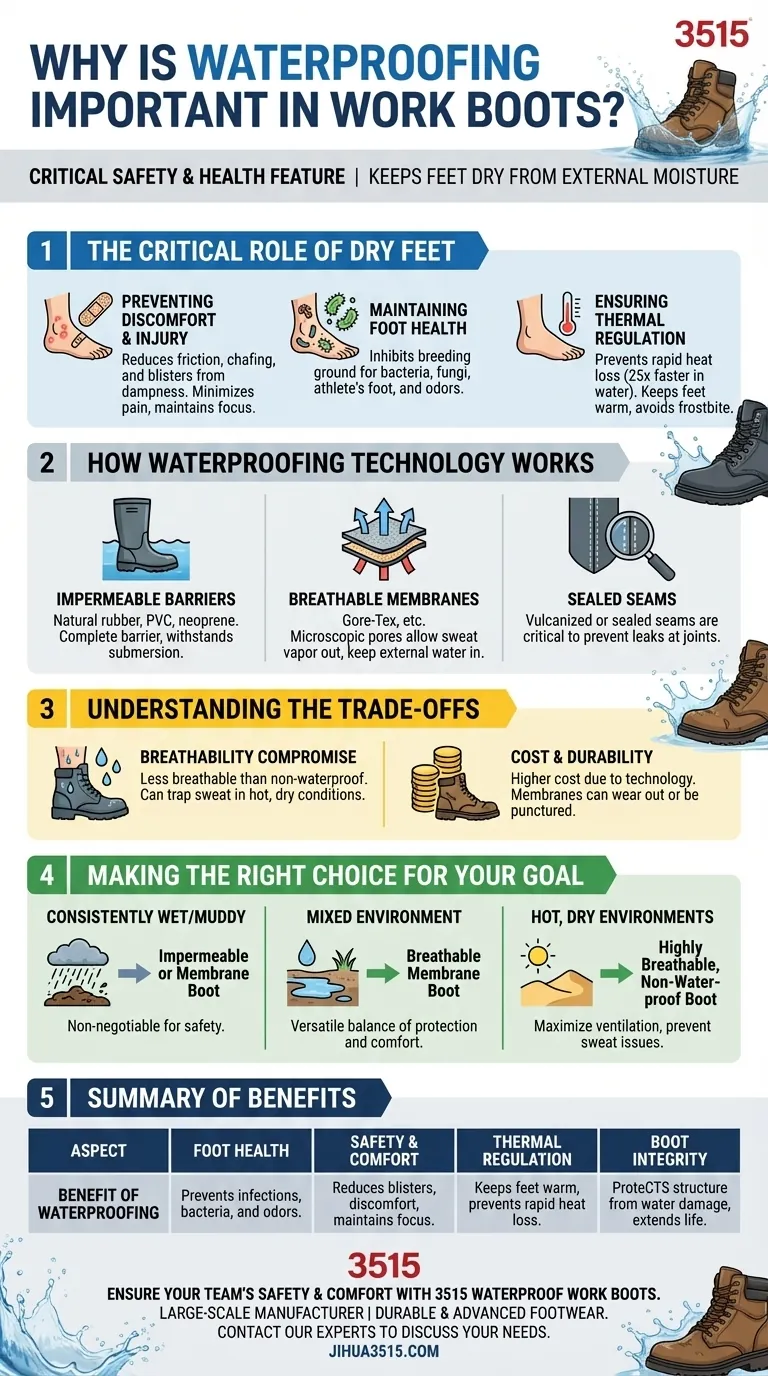 Почему гидроизоляция важна в рабочей обуви? Защитите свои ноги от влаги, травм и холода Визуальное руководство