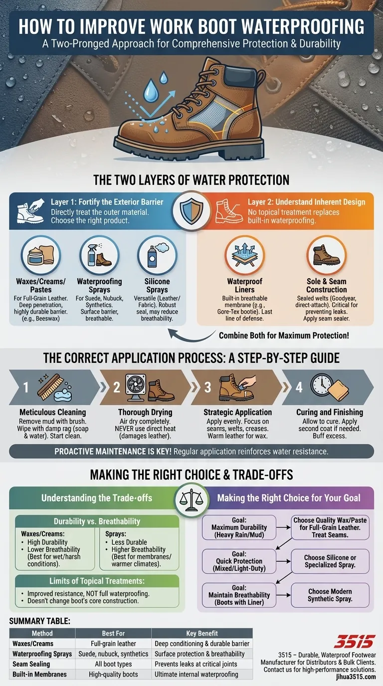 ¿Qué métodos pueden mejorar la impermeabilización de las botas de trabajo? Aumenta la durabilidad y la protección Guía Visual