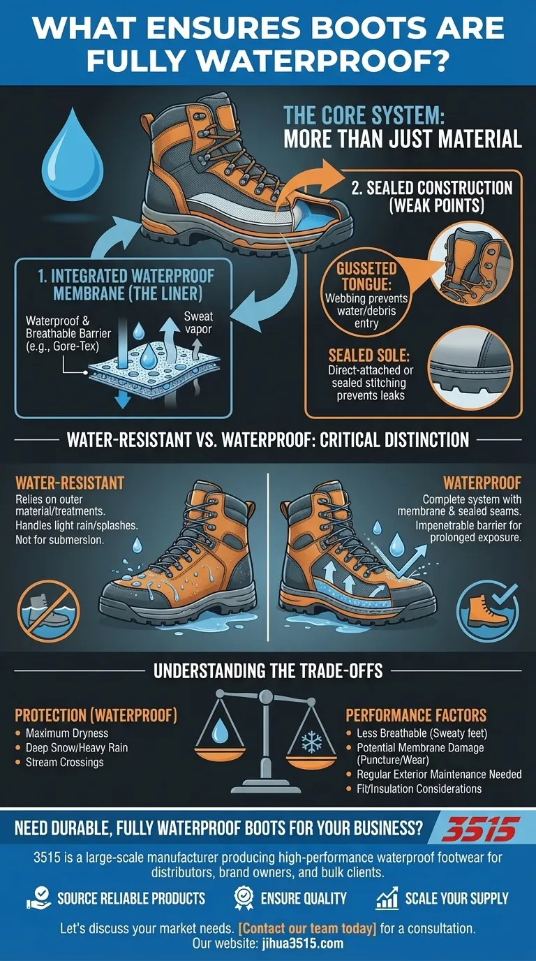 Que faut-il rechercher pour s'assurer que les bottes sont entièrement imperméables ? Le système essentiel en 2 parties Guide Visuel