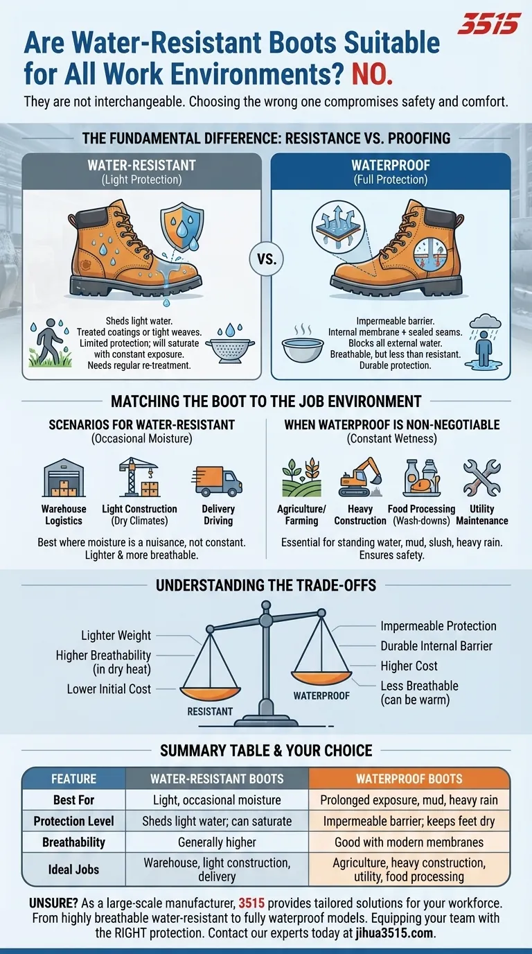 Les bottes résistantes à l'eau conviennent-elles à tous les environnements de travail ? Non, voici quand choisir des bottes imperméables. Guide Visuel