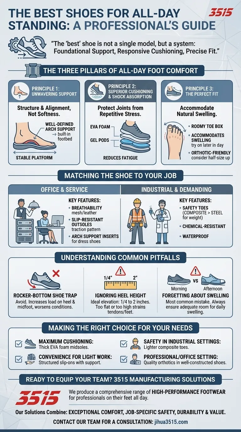 Quelles sont les meilleures chaussures à porter si vous êtes debout toute la journée ? Un guide pour un confort et un soutien durables Guide Visuel