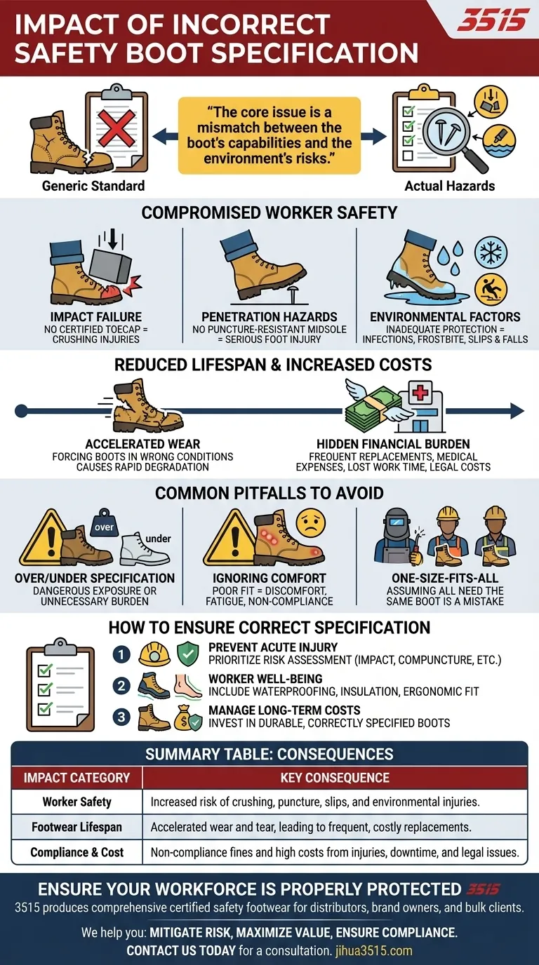 잘못된 사양의 안전화가 미치는 영향은 무엇인가요? 값비싼 부상과 규정 미준수를 피하세요. 시각적 가이드