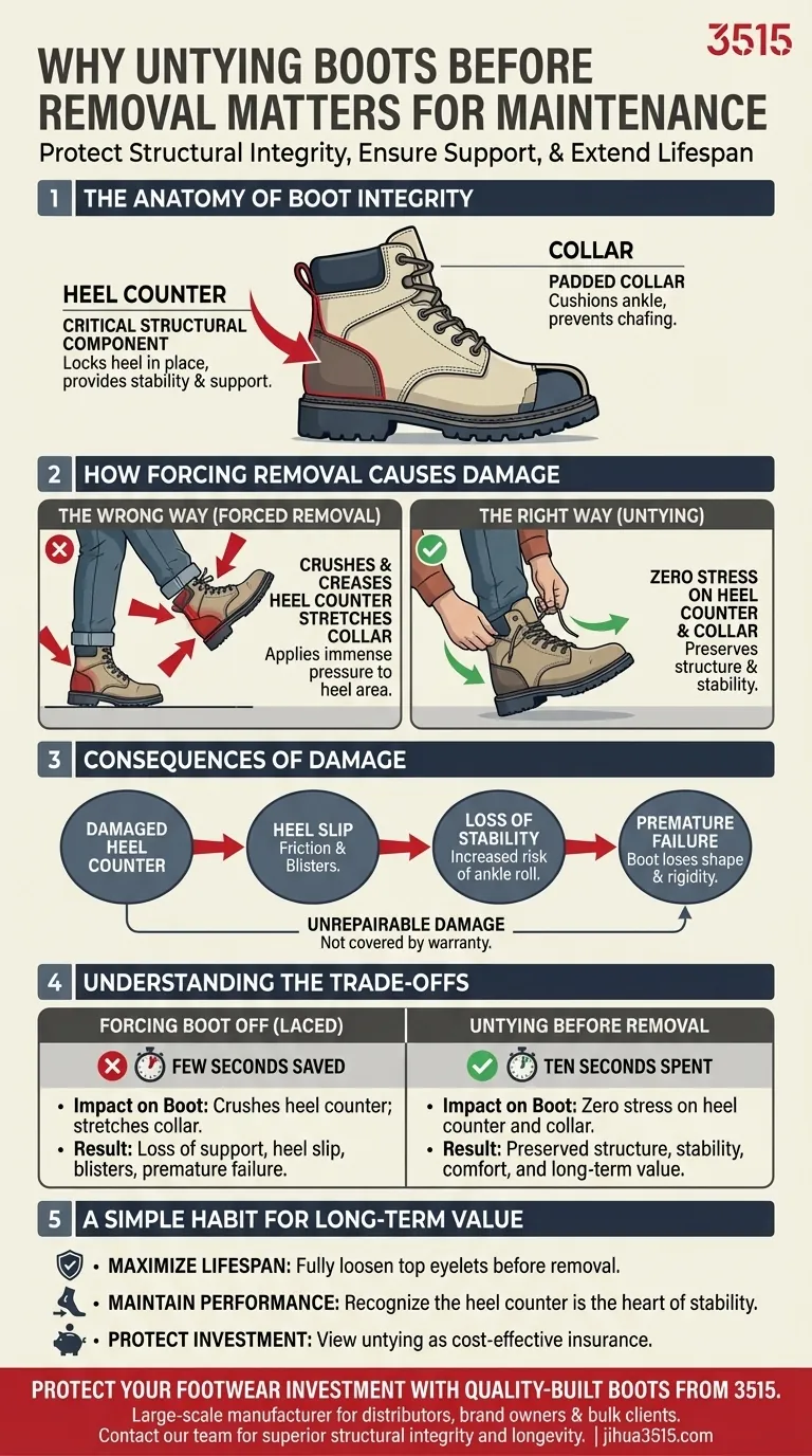 ブーツを脱ぐ前に靴紐をほどくことは、ブーツの手入れにどのように役立ちますか？ 投資を守り、ブーツの寿命を延ばす ビジュアルガイド