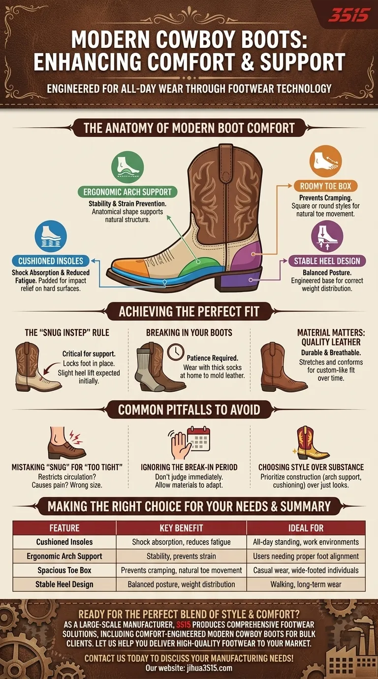 Comment les bottes de cowboy modernes améliorent-elles le confort et le soutien ? Découvrez l'ingénierie derrière le port toute la journée Guide Visuel