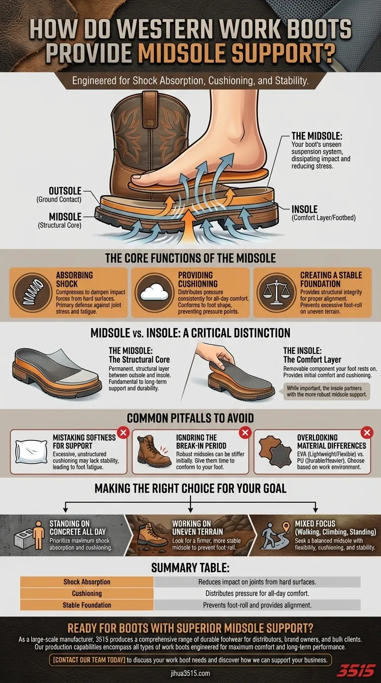 Comment les bottes de travail Western offrent-elles un soutien de la semelle intermédiaire ? Un guide pour le confort et la stabilité tout au long de la journée Guide Visuel