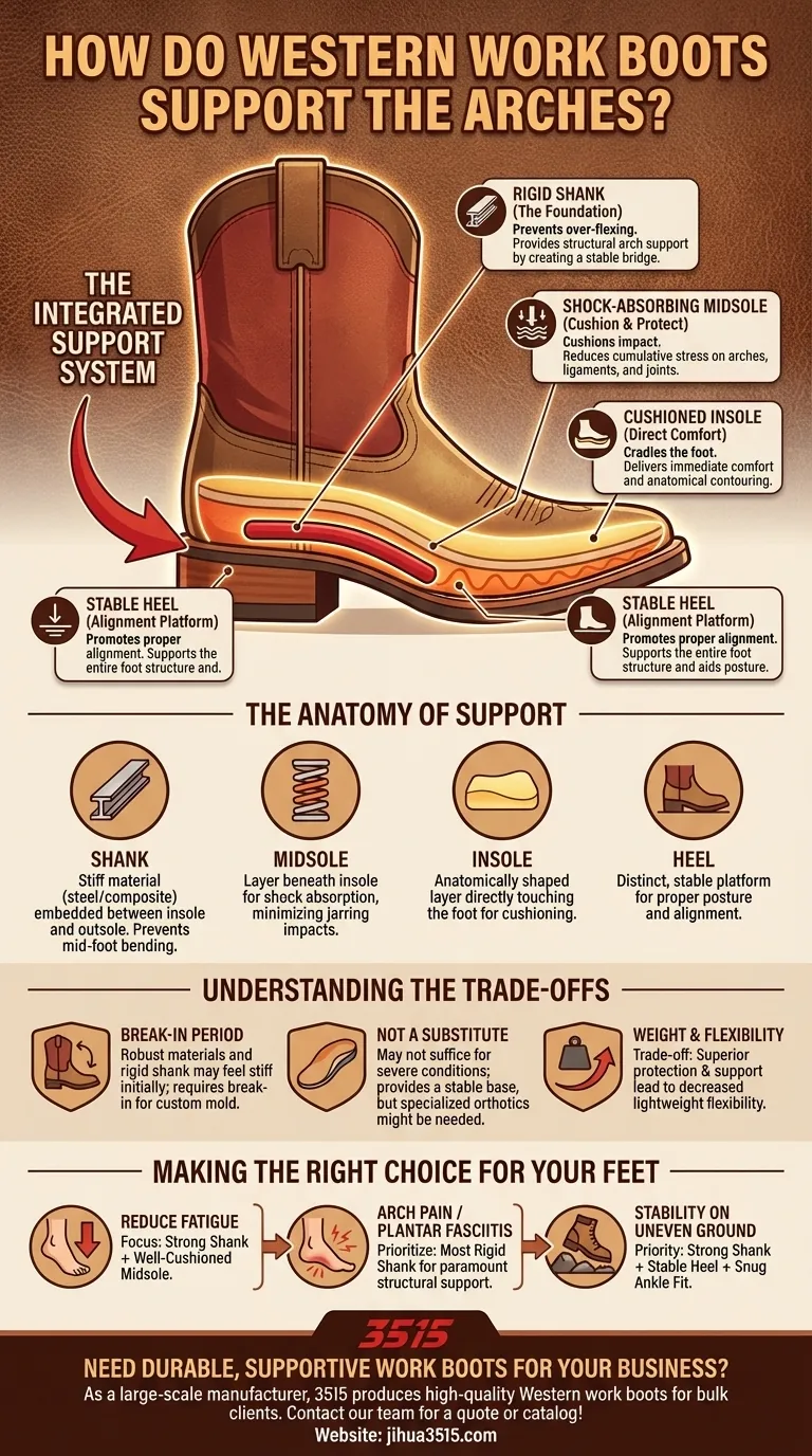 Comment les bottes de travail western soutiennent-elles la voûte plantaire ? Découvrez l'anatomie du confort toute la journée Guide Visuel