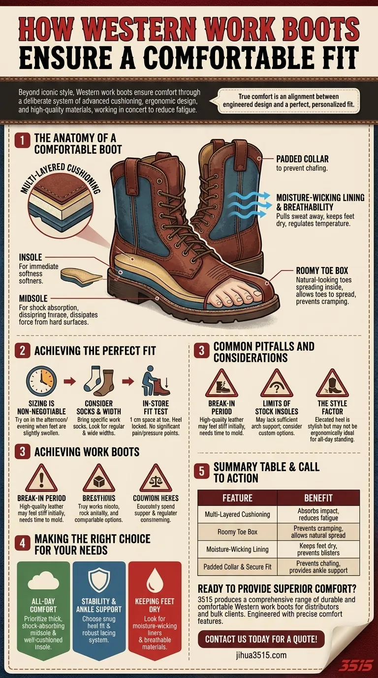 Comment les bottes de travail Western assurent-elles un ajustement confortable ? Libérez le confort toute la journée pour un travail exigeant Guide Visuel