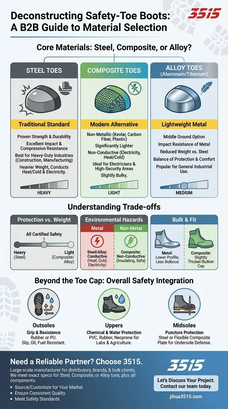¿Cuáles son los materiales principales utilizados en las botas de seguridad con puntera reforzada? ¿Acero, compuesto o aleación? Guía Visual