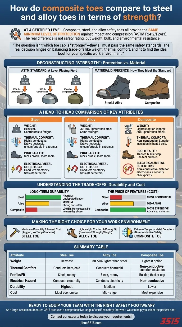 Comment les embouts composites se comparent-ils aux embouts en acier et en alliage en termes de résistance ? Trouvez votre embout de sécurité idéal Guide Visuel