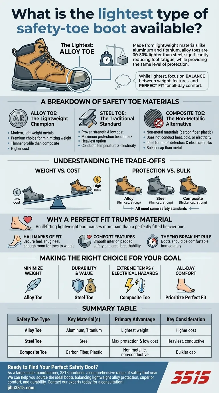 Quel est le type de chaussure de sécurité à embout le plus léger disponible ? Le guide ultime des embouts en alliage Guide Visuel
