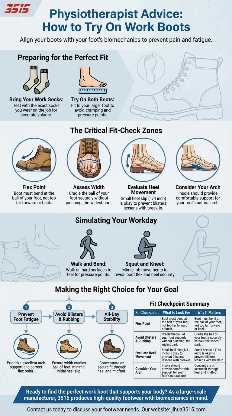ما هي النصائح التي يقدمها أخصائيو العلاج الطبيعي عند تجربة أحذية العمل؟ ضمان ملاءمة مثالية لراحة طوال اليوم دليل مرئي