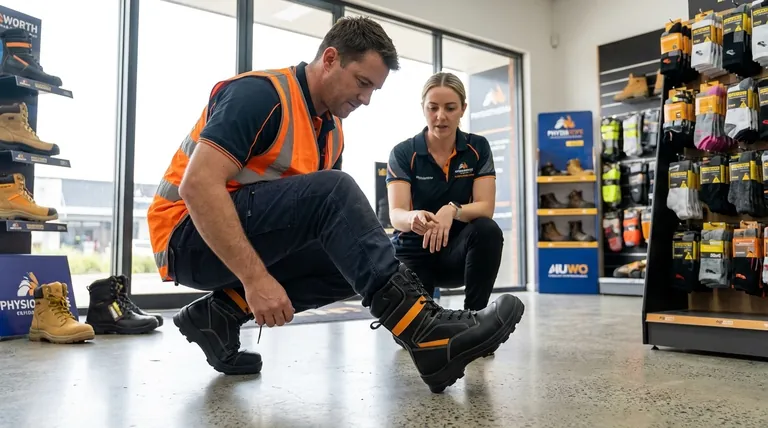 作業用ブーツを試着する際に、理学療法士はどのようなアドバイスをしていますか?一日中快適な完璧なフィット感を実現しましょう