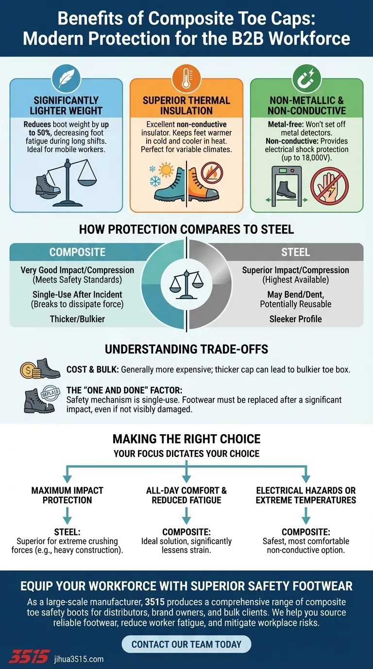 Was sind die Hauptvorteile von Composite-Zehenkappen? Leichter, isoliert & nichtmetallische Sicherheit Visuelle Anleitung