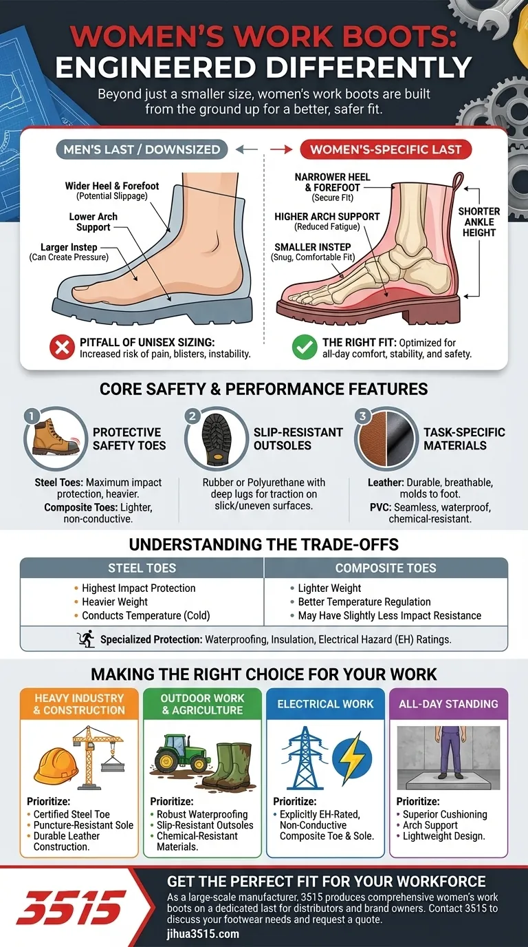 Comment les bottes de travail pour femmes sont-elles conçues différemment ? Conçues pour l'anatomie du pied féminin Guide Visuel