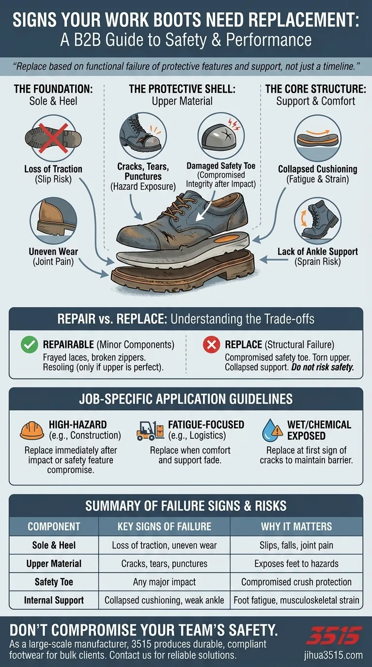 Quali sono i segnali che gli scarponi da lavoro necessitano di essere sostituiti? Proteggi i tuoi piedi e la tua sicurezza sul lavoro Guida Visiva
