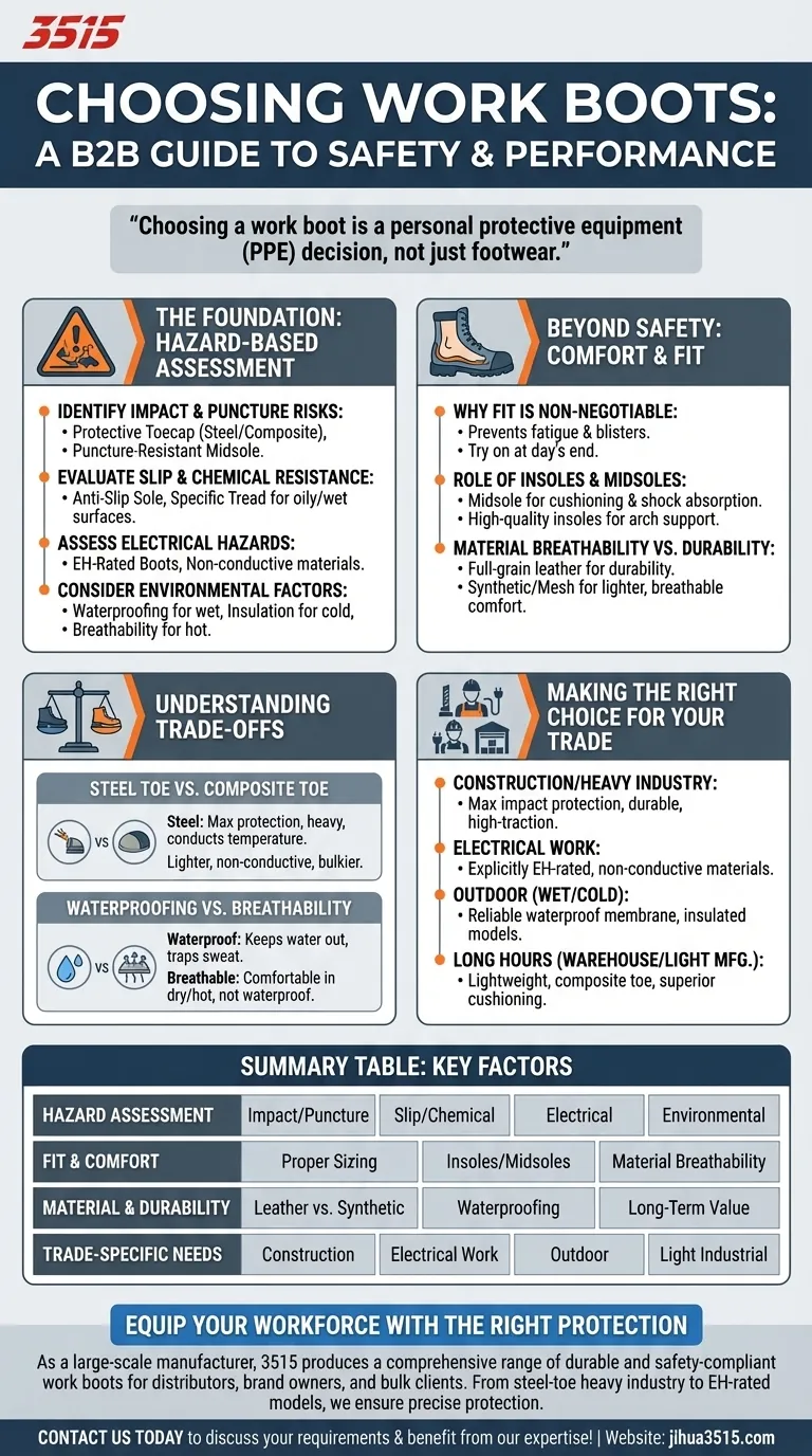 Quels facteurs faut-il prendre en compte lors du choix de bottes de travail ? Prioriser la sécurité, l'ajustement et la durabilité Guide Visuel