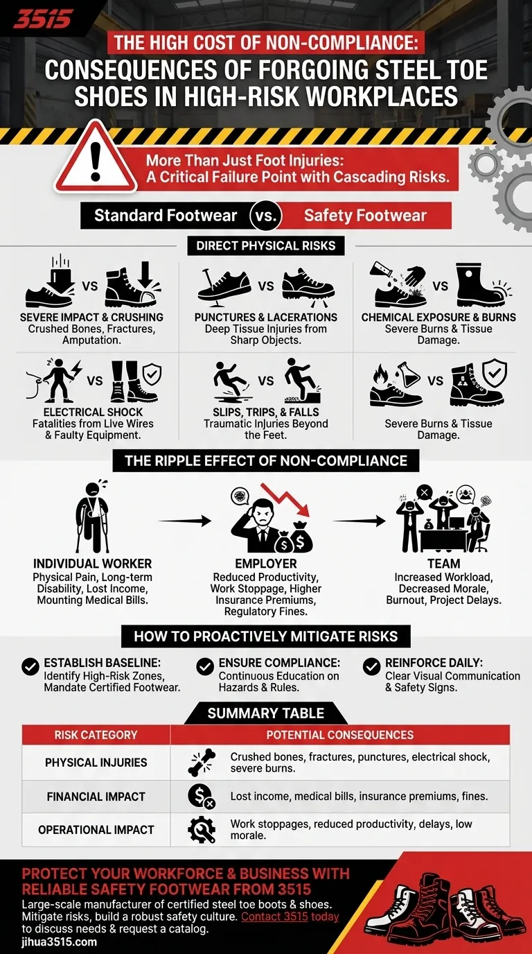 ¿Cuáles son las posibles consecuencias de no usar zapatos con punta de acero? Evite lesiones graves y pérdidas financieras Guía Visual