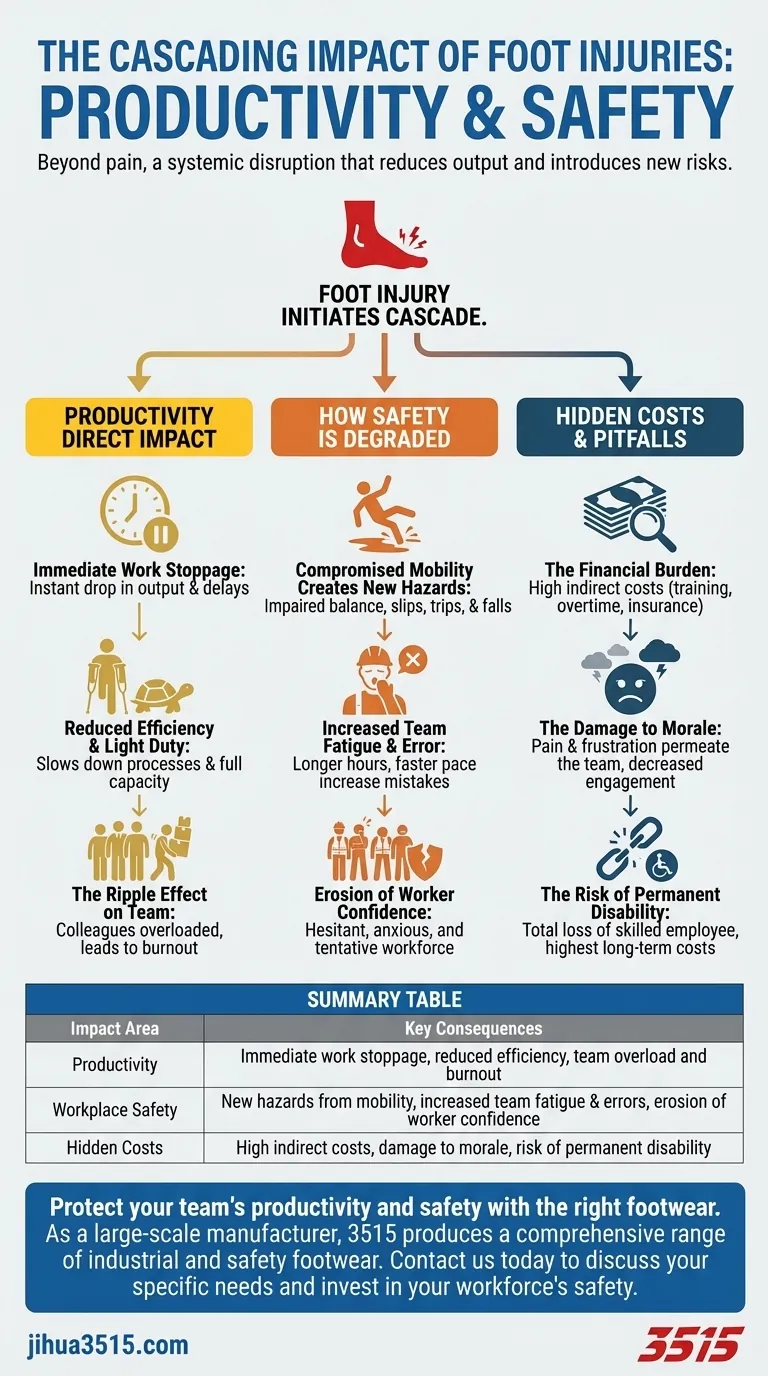 Come influiscono gli infortuni ai piedi sulla produttività e sulla sicurezza sul lavoro? Un'analisi dei costi nascosti e dei rischi Guida Visiva