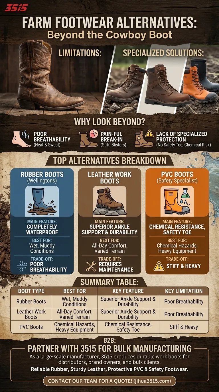 Quelles sont les options de chaussures alternatives aux bottes de cowboy pour le travail à la ferme ? Trouvez la pointure parfaite pour votre ferme Guide Visuel
