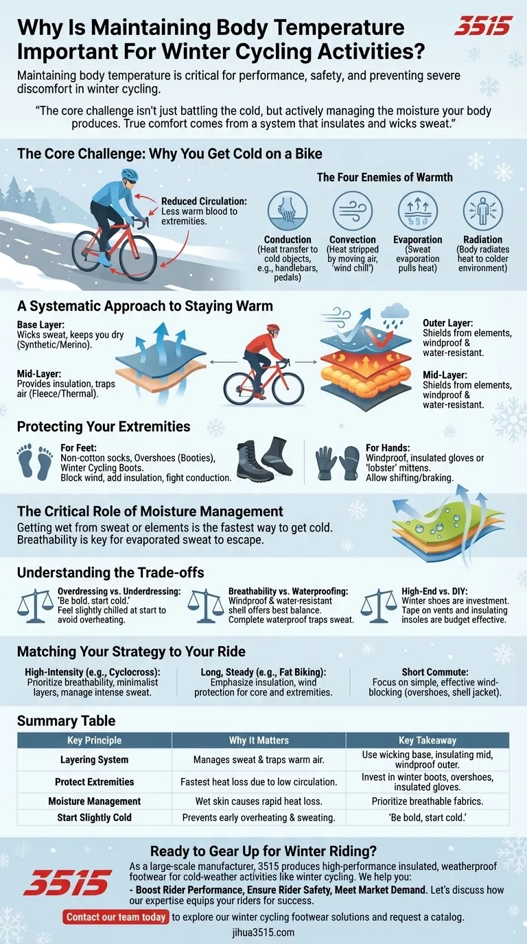 Pourquoi le maintien de la température corporelle est-il important pour le cyclisme hivernal ? Domptez le froid pour des sorties sûres et performantes Guide Visuel