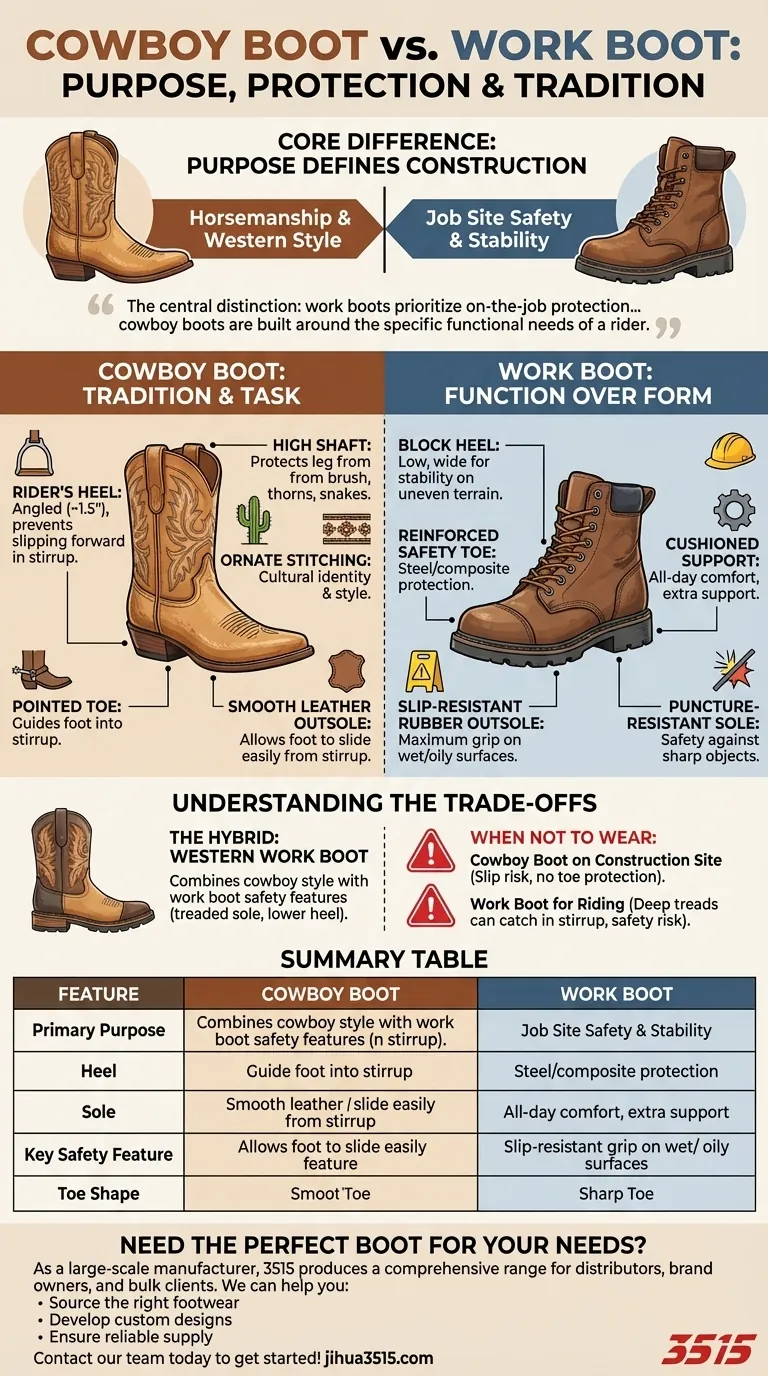 Qual é a diferença entre uma bota de cowboy e uma bota de trabalho? Escolhendo o calçado certo para a sua tarefa Guia Visual