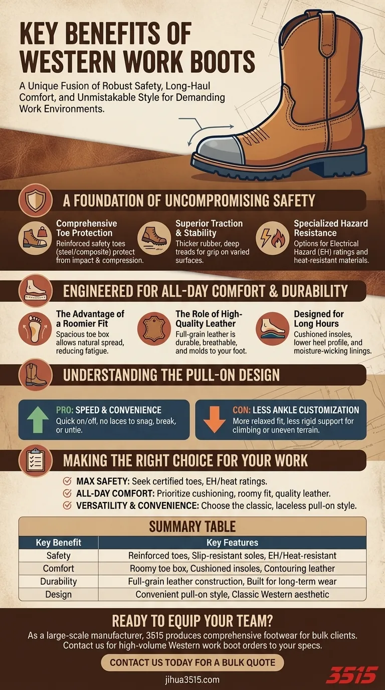 Quels sont les principaux avantages des bottes de travail western ? Protection, confort et style supérieurs Guide Visuel