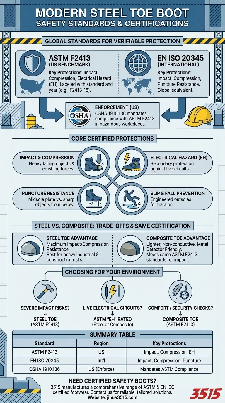 Welchen Sicherheitsstandards entsprechen moderne Stahlkappenschuhe? ASTM & EN ISO für maximalen Schutz verstehen Visuelle Anleitung