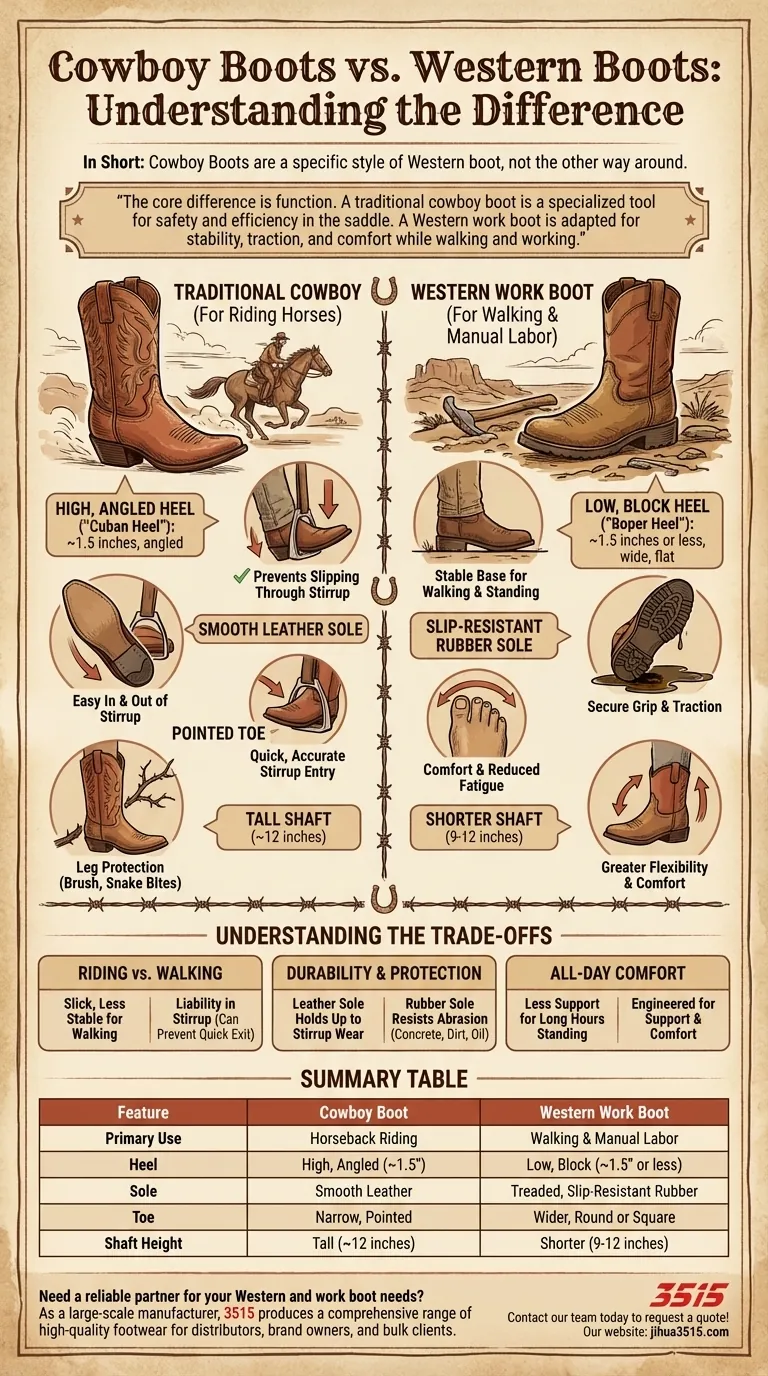 Quelle est la différence entre les bottes de cowboy et les bottes western ? Choisissez la bonne botte pour vos besoins Guide Visuel