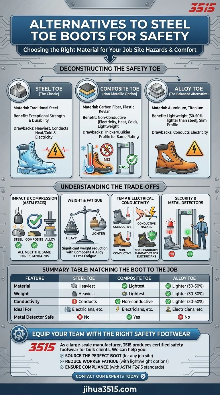 Quelles sont les alternatives aux bottes à embout d'acier pour la sécurité ? Découvrez des options plus légères et plus sûres Guide Visuel