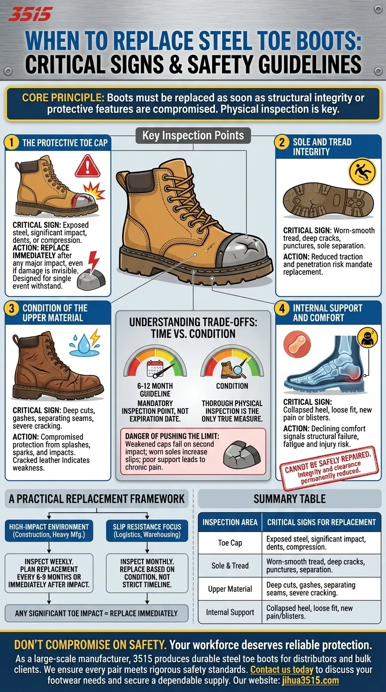 ¿Cuáles son las señales que indican la necesidad de reemplazar las botas con punta de acero? Una guía completa de seguridad Guía Visual