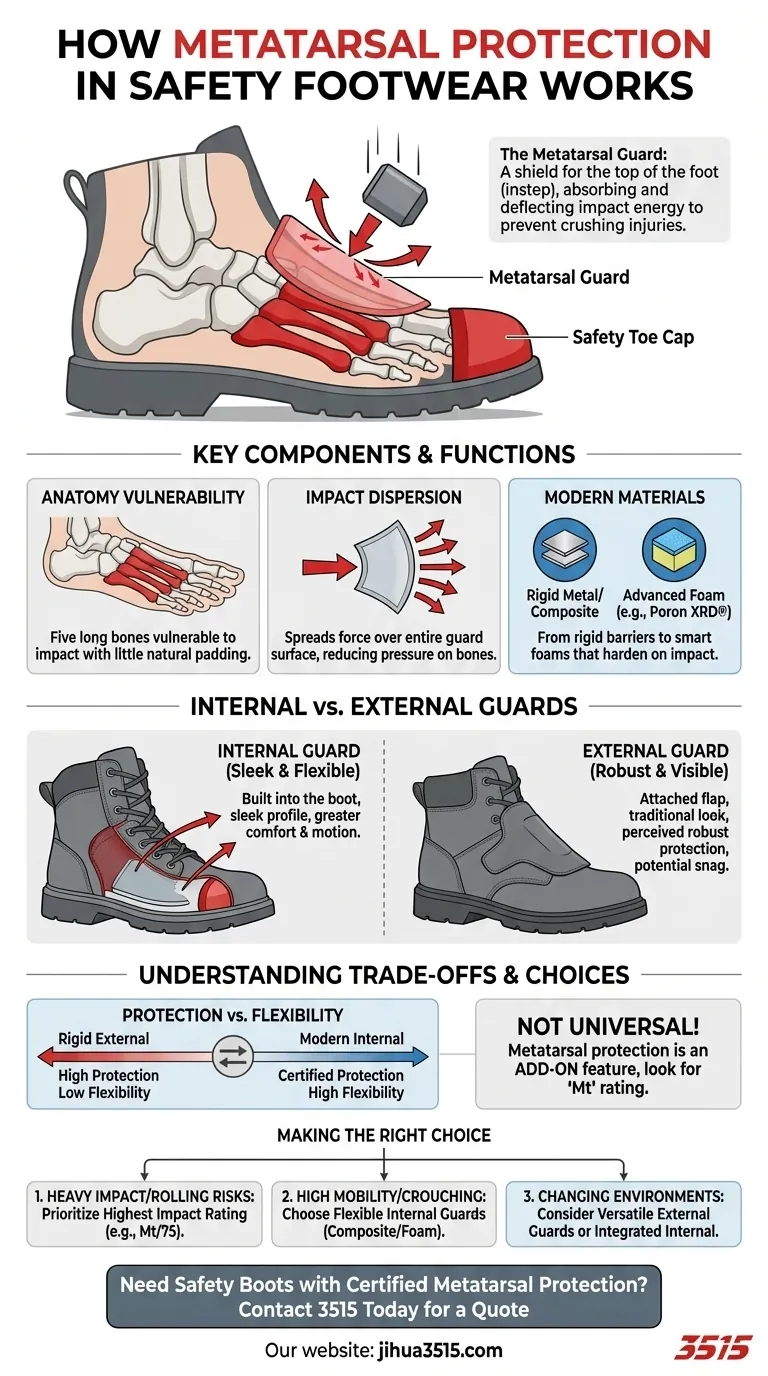 How does metatarsal protection in safety footwear work? The Essential Guide to Foot Safety Visual Guide
