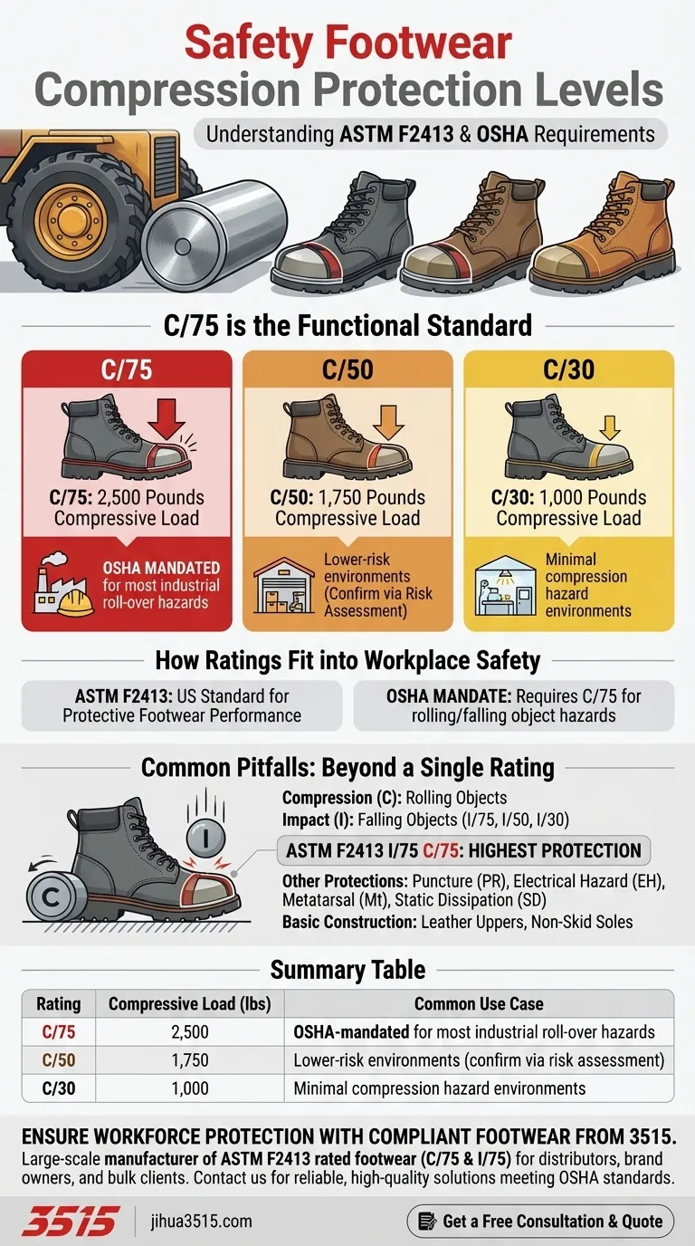Quali livelli di protezione dalla compressione sono disponibili nelle calzature di sicurezza? Comprendere le classificazioni conformi OSHA Guida Visiva